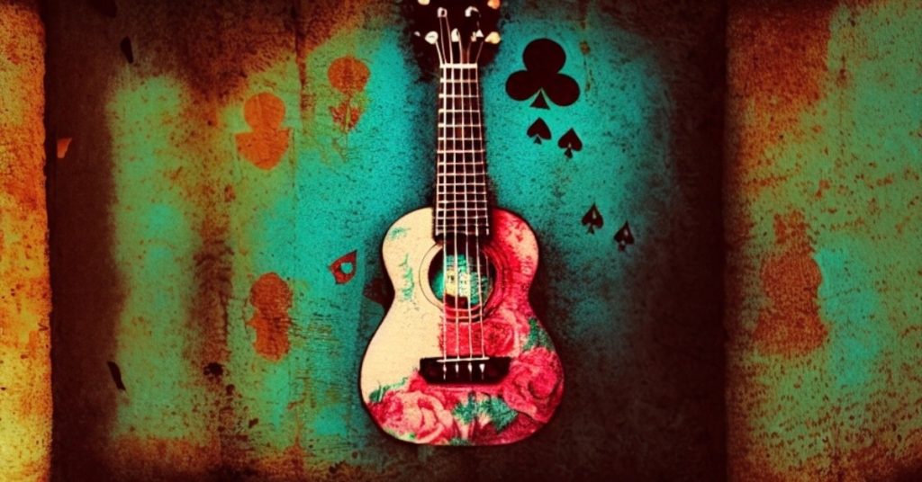 A guitar and a playing card set the scene for The Crooner and The Conjuror